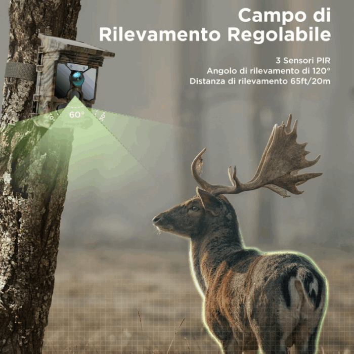 Fototrappola 4G Ricarica Solare Visione Notturna IP66 HD Monitoraggio Raccolti, Studio Fauna - immagine 4