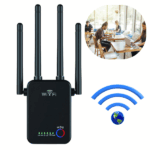 Ripetitore Router Wi-Fi 4 Antenne, Estensore 300Mbps per Casa, Ufficio, Negozio