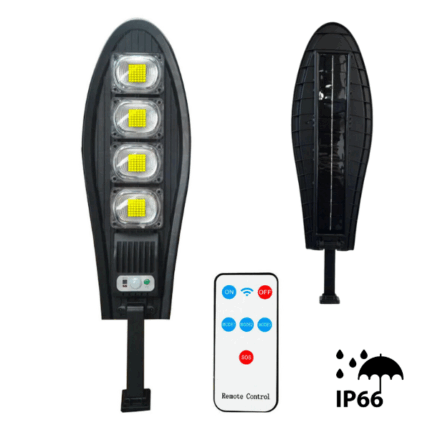 Lampione Solare 165 Led Faro Stradale con Pannello Integrato, Sensore Crepuscolare e Movimento, Illuminazione 120°