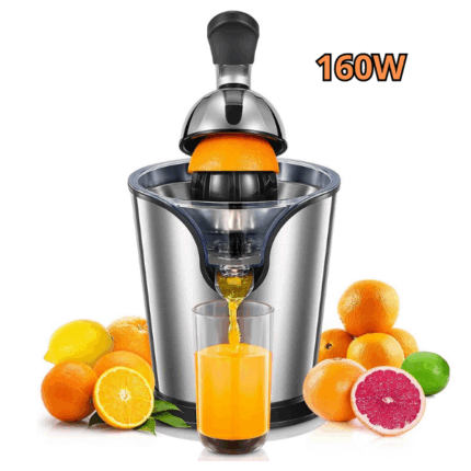 Spremiagrumi Elettrico 160W a Leva a Pressione Acciaio Inox Antiscivolo con Beccuccio Salvagoccia