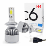 Coppia Fari Lampadine LED 36W per Auto, Moto H4 C6 Luce Bianca 6500K 3800Lm