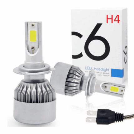 Coppia Fari Lampadine LED 36W per Auto, Moto H4 C6 Luce Bianca 6500K 3800Lm