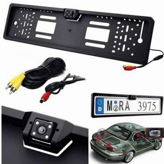 Porta Targa con Telecamera Posteriore Visuale 170° Retromarcia con Visione Notturna Portatarga per Auto - immagine 2