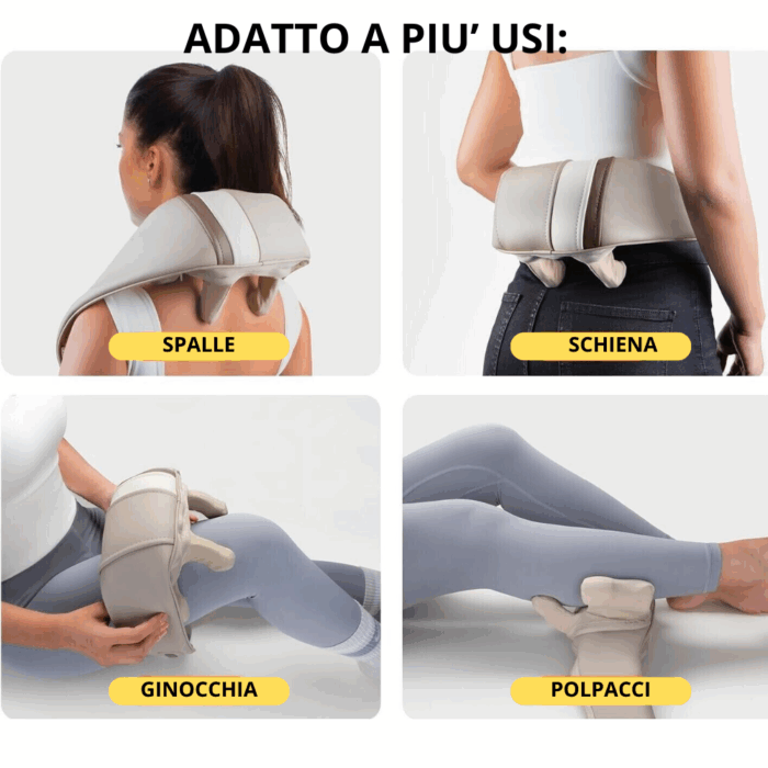 Massaggiatore Cervicale e Spalle Shiatsu – Con Calore 3D, Valvole Rotanti per Schiena, Gambe e Glutei - immagine 3