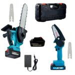 Kit 2 Motoseghe 8" con Oliatore + 4" Doppia Batteria 72V, Caricabatterie e Valigetta