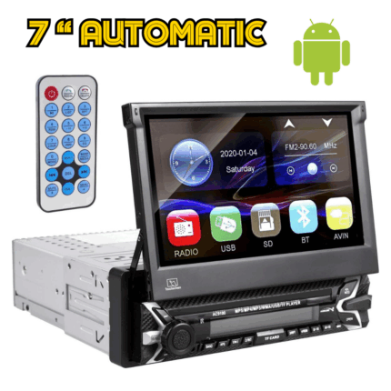 Autoradio 7 Pollici Stereo a Scomparsa 1 Din Pannello Rimovibile  Android Apple Carplay Bluetooth Radio Mirror Link USB