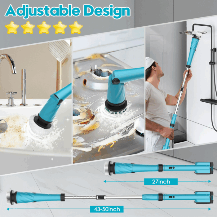 Spazzola Rotante 4 in 1 Scrubber a Batteria 26V Diverse Altezze per Pulizia Profonda Pavimenti, Pareti - immagine 2