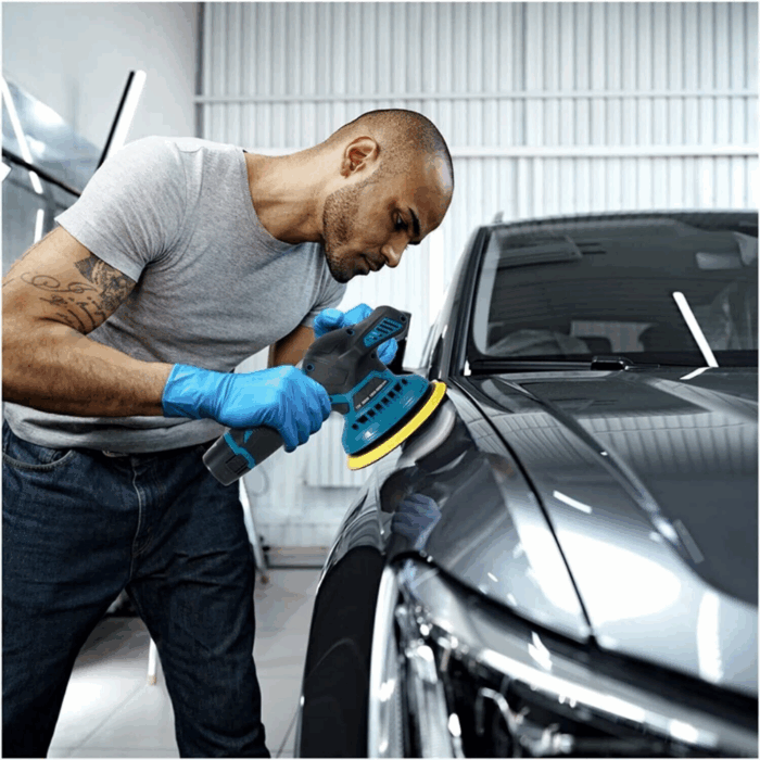 Lucidatrice Doppia Batteria 18V Levigatrice per Auto 6 Velocità con Accessori - immagine 3