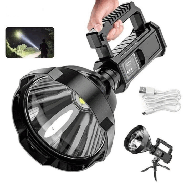 Torcia 150W Luce Bianca Lampada a Raggio Lungo 500m USB con Accessori - immagine 5