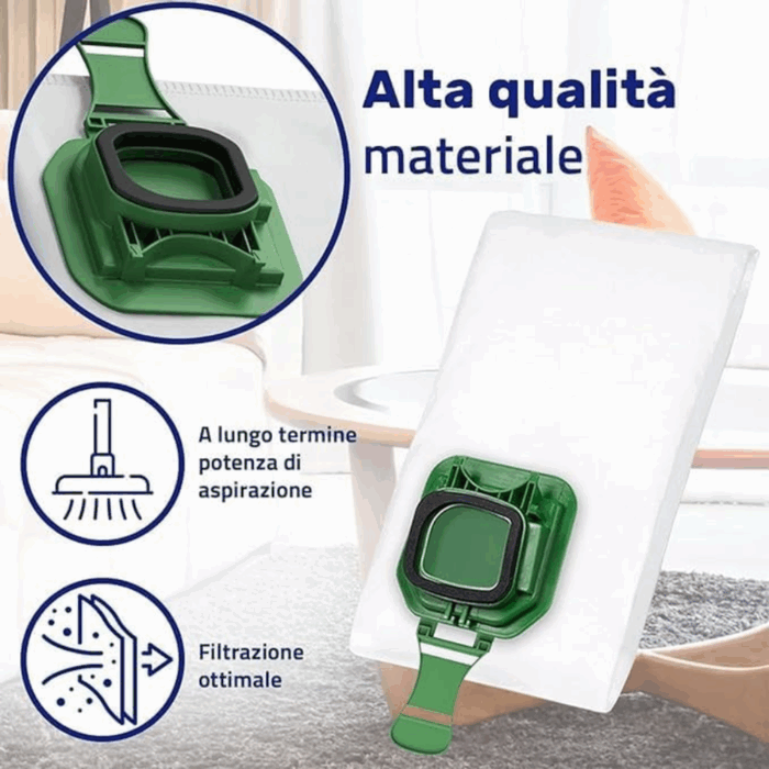 Kit 6 Sacchetti per Aspirapolvere Folletto VK140 - VK150 | Ricambio Compatibile Top Quality - immagine 2