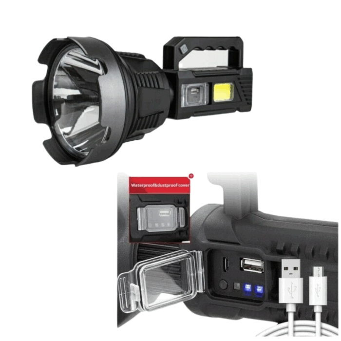 Torcia 150W Luce Bianca Lampada a Raggio Lungo 500m USB con Accessori - immagine 2