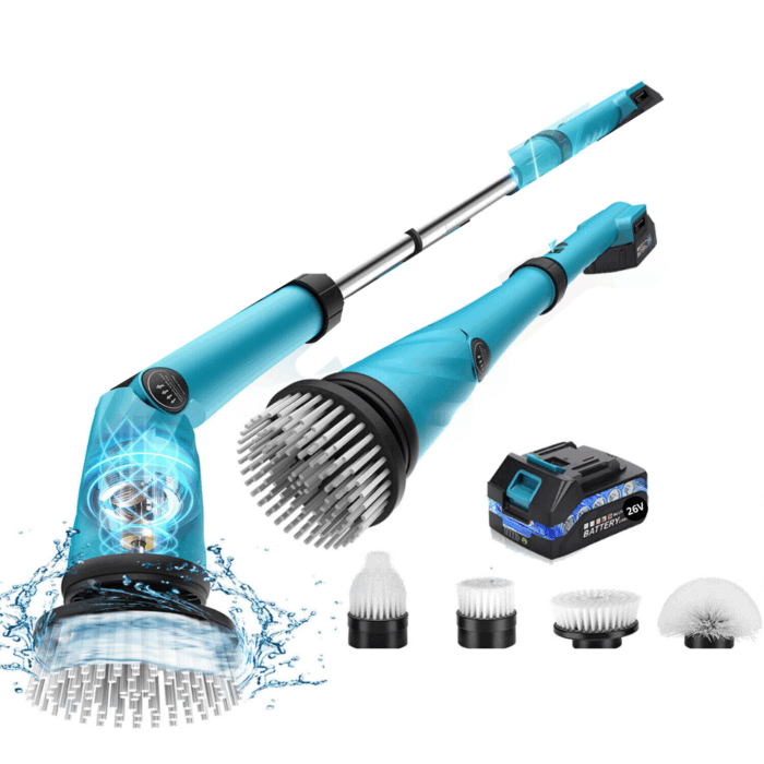 Spazzola Rotante 4 in 1 Scrubber a Batteria 26V Diverse Altezze per Pulizia Profonda Pavimenti, Pareti - immagine 9