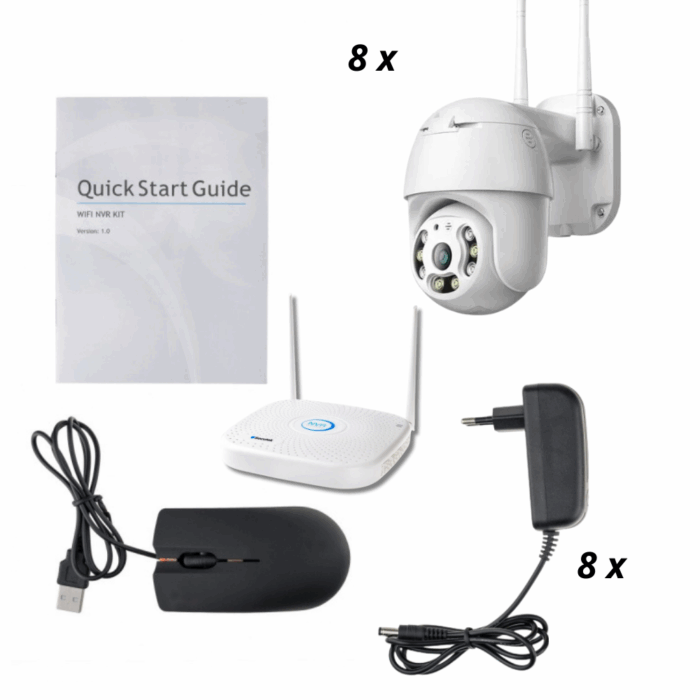 Kit 8 Telecamere Wi-Fi Motorizzate 360°| Videosorveglianza Infrarossi Audio - immagine 2