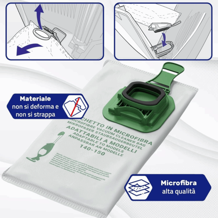 Kit 6 Sacchetti per Aspirapolvere Folletto VK140 - VK150 | Ricambio Compatibile Top Quality - immagine 5
