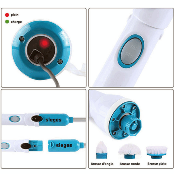 Spazzola Rotante 4 in 1 Scrubber a Batteria 26V Diverse Altezze per Pulizia Profonda Pavimenti, Pareti - immagine 6