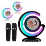 Mini Cassa Karaoke 2 Microfoni  Bluetooth Wireless Altoparlante Luci Colorate Portatile