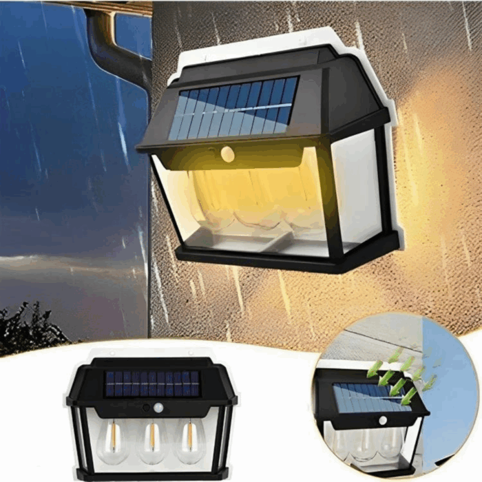 Appliques Solari 3 Lampadine LED Lampada da Parete Sensore Crepuscolare e Movimento Luce Calda - immagine 2