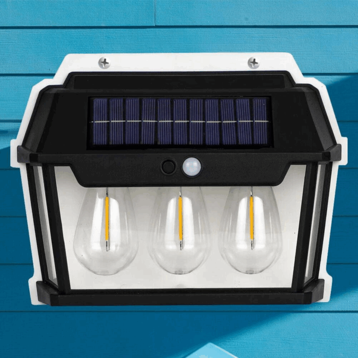 Appliques Solari 3 Lampadine LED Lampada da Parete Sensore Crepuscolare e Movimento Luce Calda - immagine 6