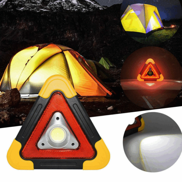 Triangolo di Emergenza Stradale COB a LED, USB, Ricarica Solare 30, Soccorso Auto e Moto - immagine 2
