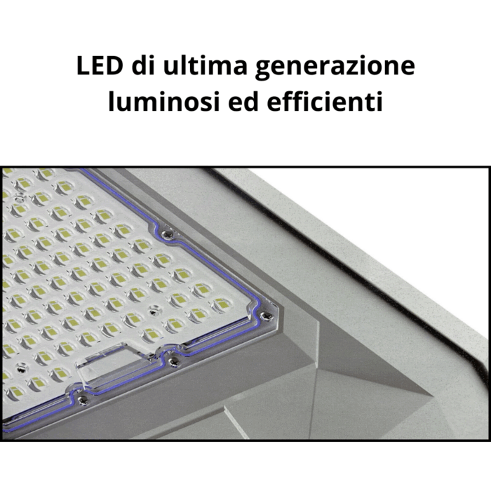 Lampione Stradale 1200W a Ricarica Solare, Pannello Crepuscolare IP67 Luce Bianca Fredda per Esterni - immagine 2