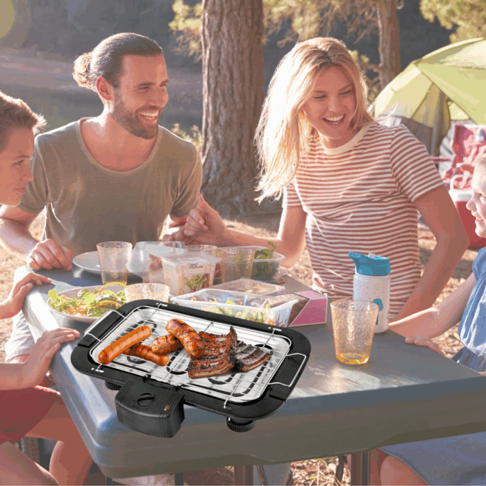 Barbecue Elettrico 2 in 1 BBQ Bistecchiera 2000W Grill 2 Ripiani con Piedistallo per Carne, Pesce, Verdure - immagine 5
