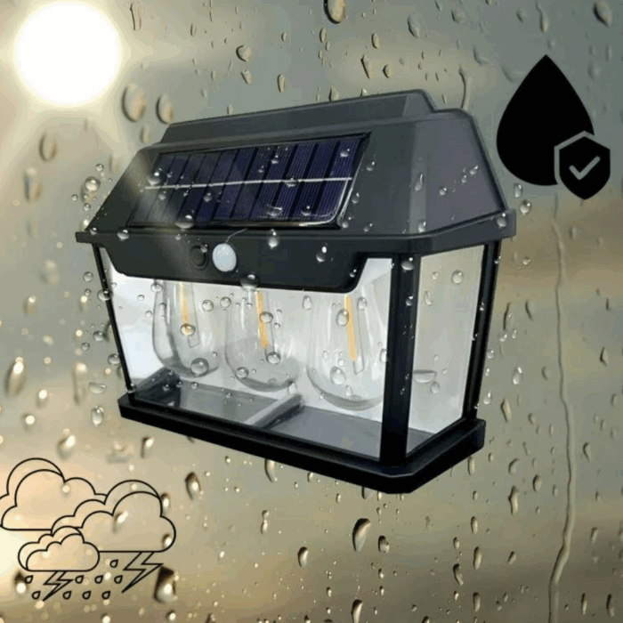 Appliques Solari 3 Lampadine LED Lampada da Parete Sensore Crepuscolare e Movimento Luce Calda - immagine 3