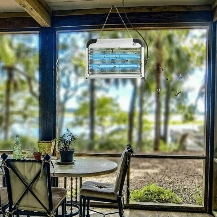 Zanzariera Elettrica Lampada 2 Tubi Luminosi UV per Insetti con Catena, Casa e Giardino - immagine 2