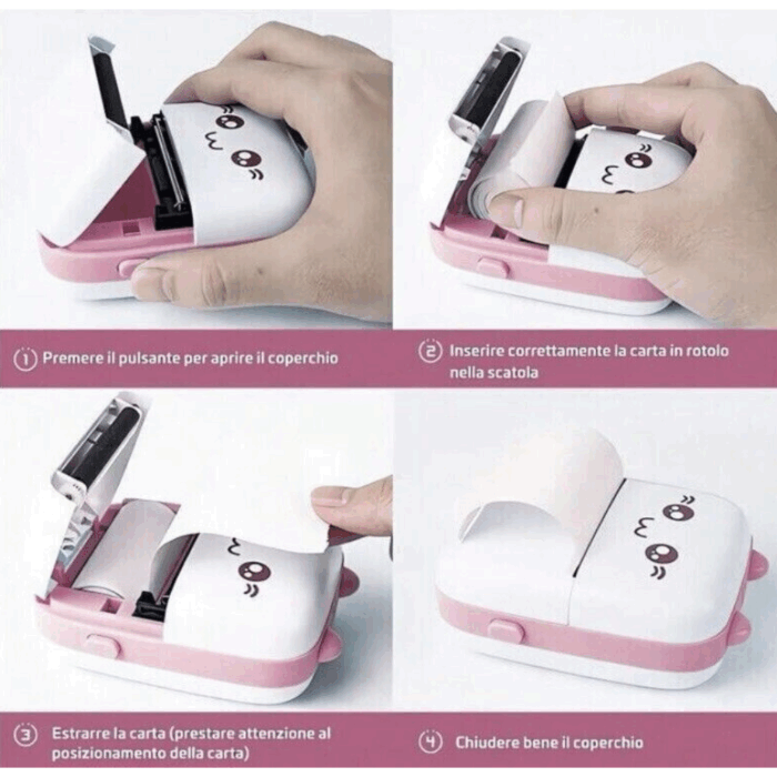 Mini Stampante Termica Wireless Portatile Bluetooth, Stampa Senza Inchiostro, Bianco e Nero - immagine 10