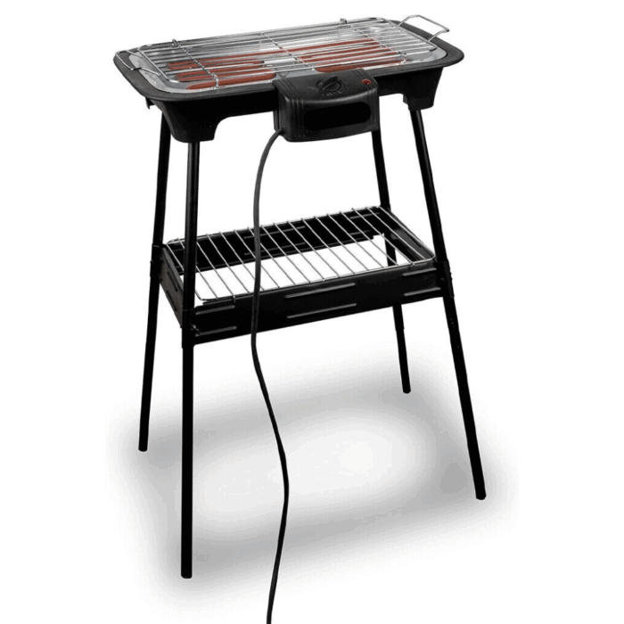 Barbecue Elettrico 2 in 1 BBQ Bistecchiera 2000W Grill 2 Ripiani con Piedistallo per Carne, Pesce, Verdure - immagine 4