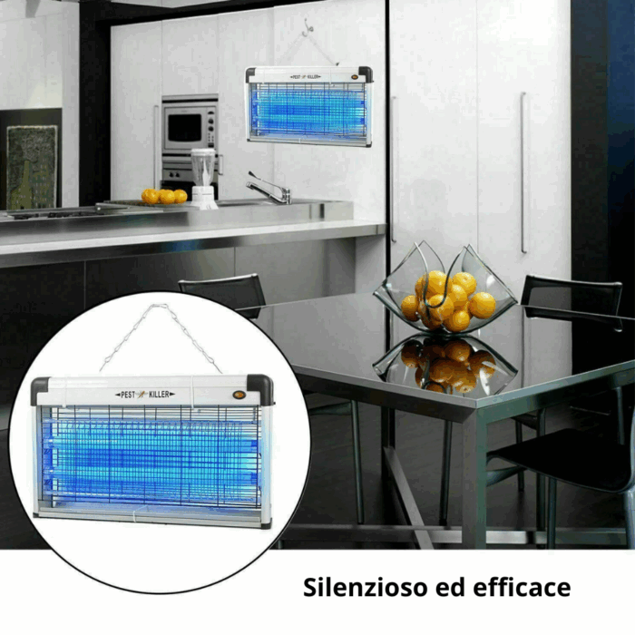 Zanzariera Elettrica Lampada 2 Tubi Luminosi UV per Insetti con Catena, Casa e Giardino - immagine 5