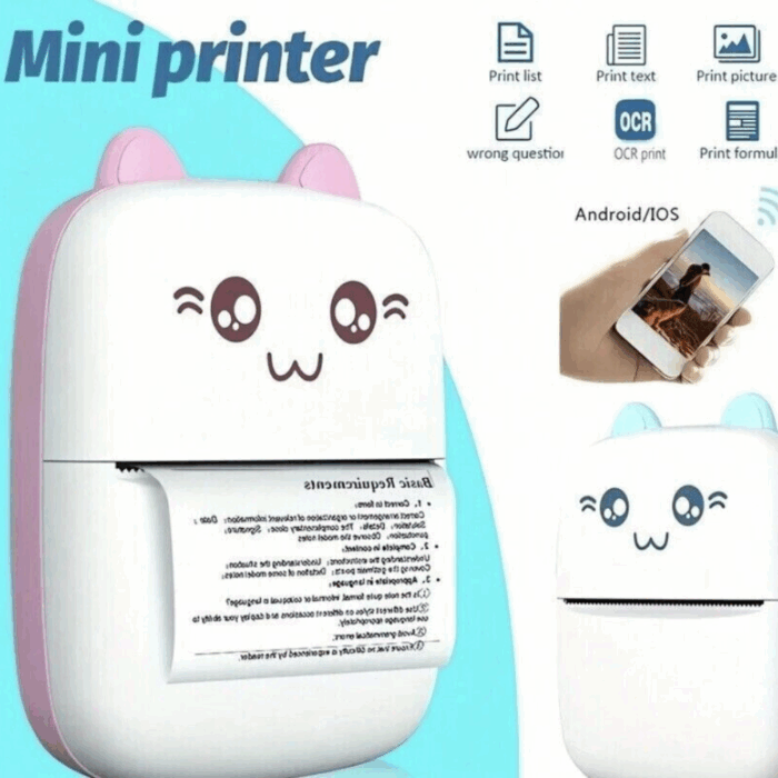 Mini Stampante Termica Wireless Portatile Bluetooth, Stampa Senza Inchiostro, Bianco e Nero - immagine 4