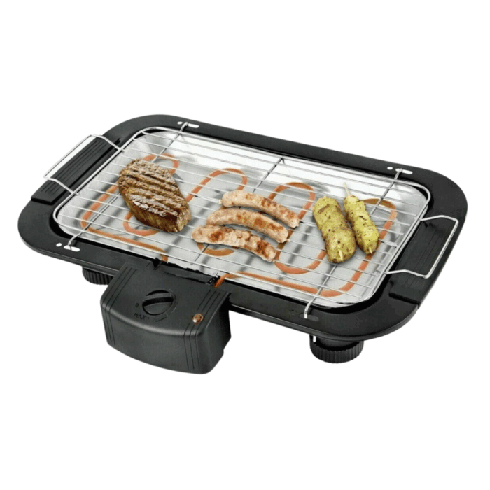 Barbecue Elettrico 2 in 1 BBQ Bistecchiera 2000W Grill 2 Ripiani con Piedistallo per Carne, Pesce, Verdure - immagine 3