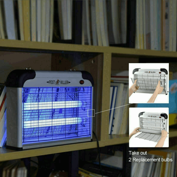 Zanzariera Elettrica Lampada 2 Tubi Luminosi UV per Insetti con Catena, Casa e Giardino - immagine 4