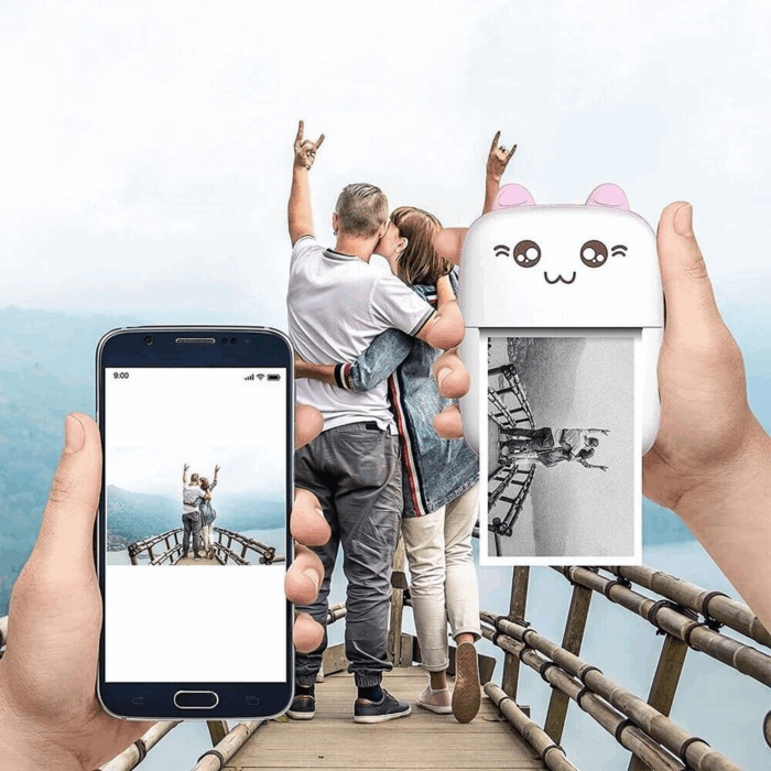 Mini Stampante Termica Wireless Portatile Bluetooth, Stampa Senza Inchiostro, Bianco e Nero - immagine 5