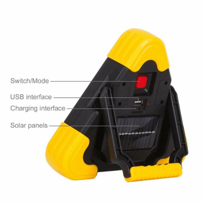 Triangolo di Emergenza Stradale COB a LED, USB, Ricarica Solare 30, Soccorso Auto e Moto - immagine 3