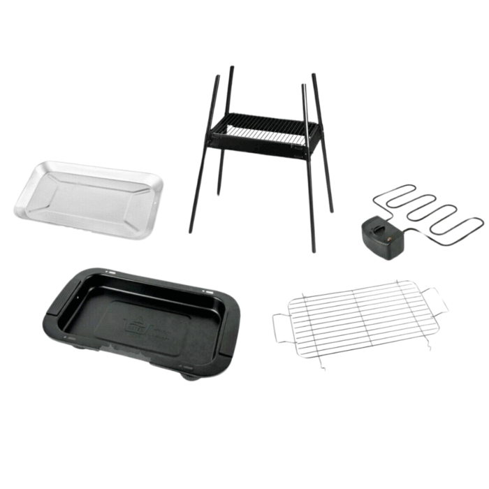 Barbecue Elettrico 2 in 1 BBQ Bistecchiera 2000W Grill 2 Ripiani con Piedistallo per Carne, Pesce, Verdure - immagine 6