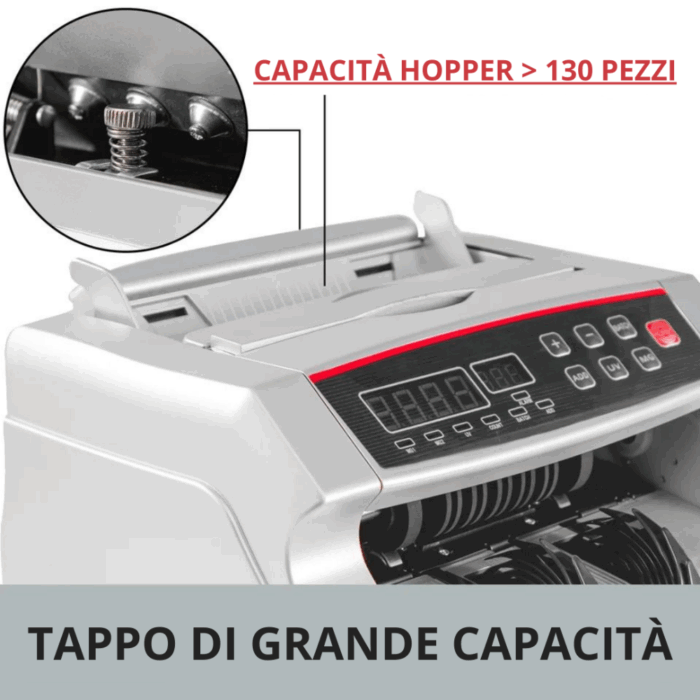 Conta Banconote Professionale Rilevatore Soldi Falsi, Bill Counter Display LED 1000 Banconote/Minuto - immagine 9