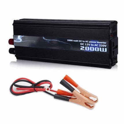 Inverter da 2000W 12V 220V Portatile con Pinze per Impianto Fotovoltaico, Auto, Camper, Barca