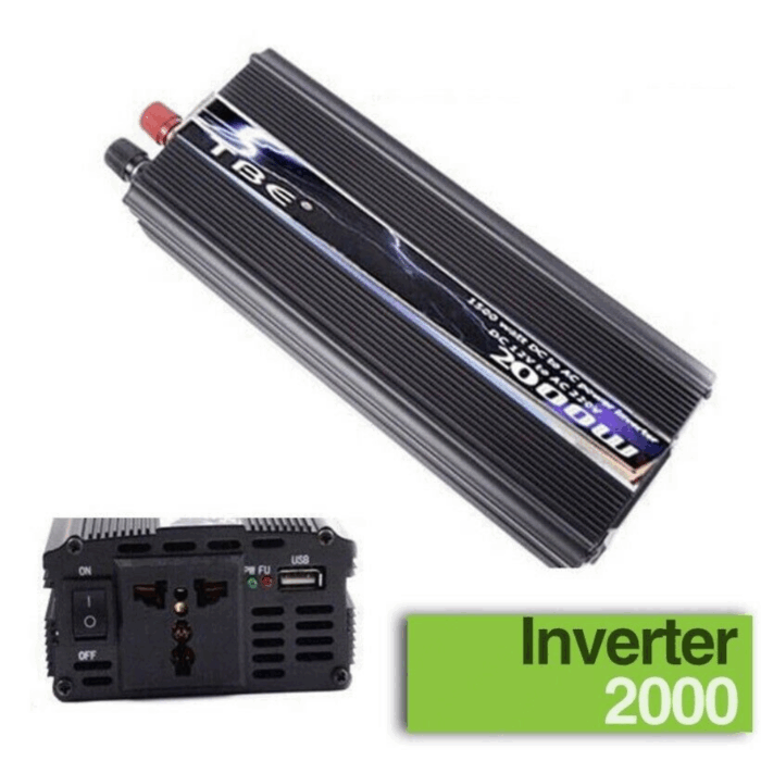 Inverter da 2000W 12V 220V Portatile con Pinze per Impianto Fotovoltaico, Auto, Camper, Barca - immagine 3