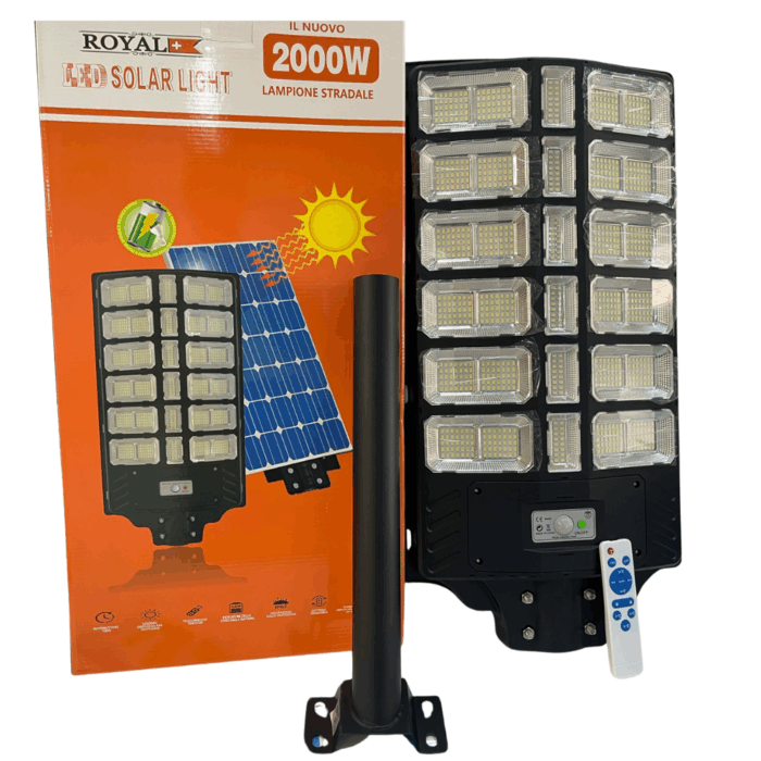 Lampione Solare 2000W Crepuscolare | IP67 Impermeabile, Luce Bianca + Staffa Gratis - immagine 4