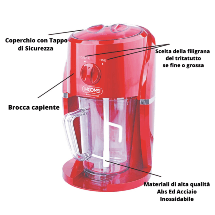 Macchina Tritaghiaccio con Lame in Acciaio per Cubetti di Ghiaccio, Cocktail, Drink, Frullati con Contenitore - immagine 3