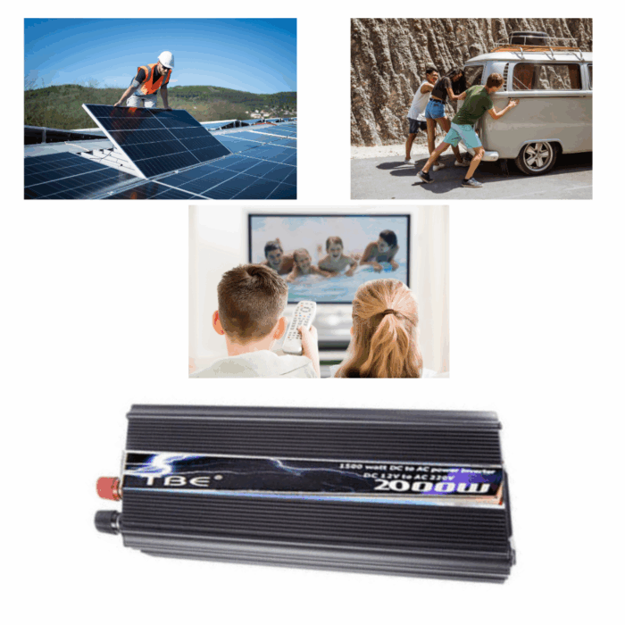Inverter da 2000W 12V 220V Portatile con Pinze per Impianto Fotovoltaico, Auto, Camper, Barca - immagine 4