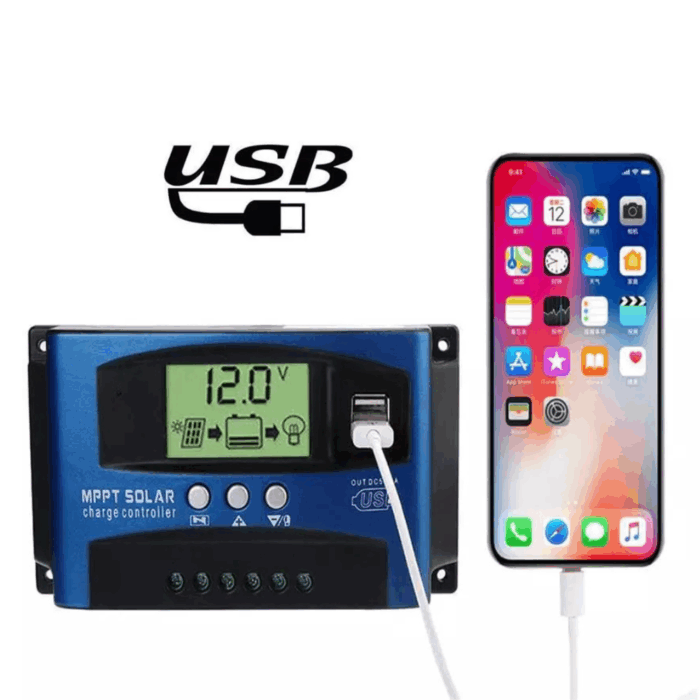 Regolatore di Carica 60A Controller Pannelli Solari 12/24V USB Automatico Fotovoltaico - immagine 4