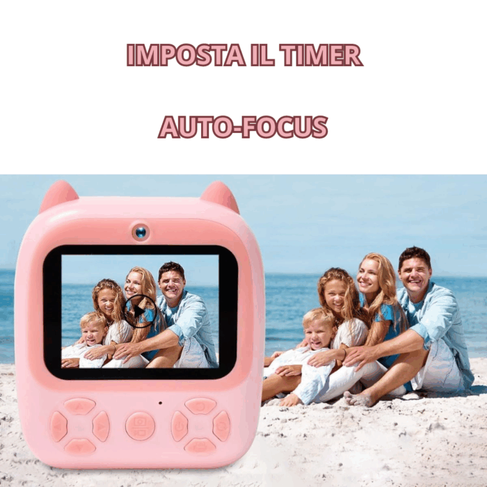 Stampante Istantanea per Bambini Doppia Lente Digitale Bianco e Nero 1080p, Foto, Video, Giochi - immagine 6