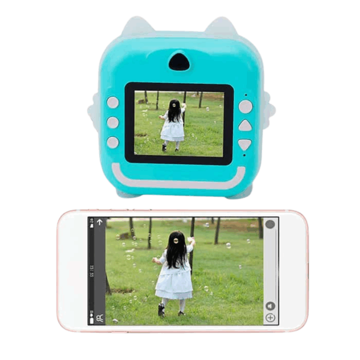 Stampante Istantanea per Bambini Doppia Lente Digitale Bianco e Nero 1080p, Foto, Video, Giochi - immagine 2
