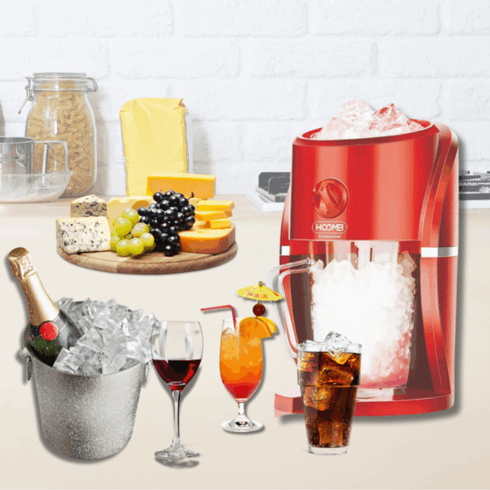 Macchina Tritaghiaccio con Lame in Acciaio per Cubetti di Ghiaccio, Cocktail, Drink, Frullati con Contenitore - immagine 4