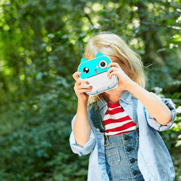 Stampante Istantanea per Bambini Doppia Lente Digitale Bianco e Nero 1080p, Foto, Video, Giochi - immagine 5