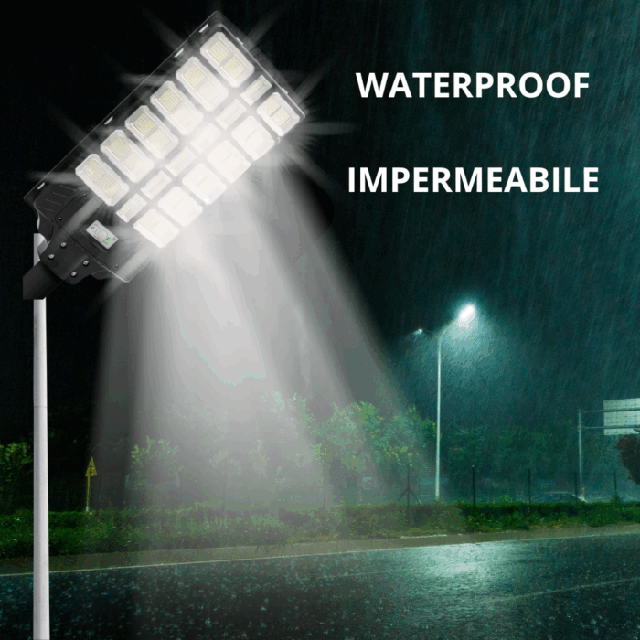 Lampione Solare 2000W Crepuscolare | IP67 Impermeabile, Luce Bianca + Staffa Gratis - immagine 5
