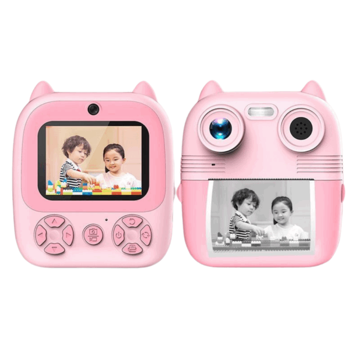 Stampante Istantanea per Bambini Doppia Lente Digitale Bianco e Nero 1080p, Foto, Video, Giochi - immagine 4