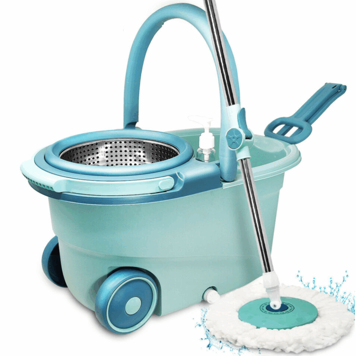 Mocio Mop con Cestello Rotante e Strizzante – Secchio Lavapavimenti Automatico con Panno Microfibra - immagine 6